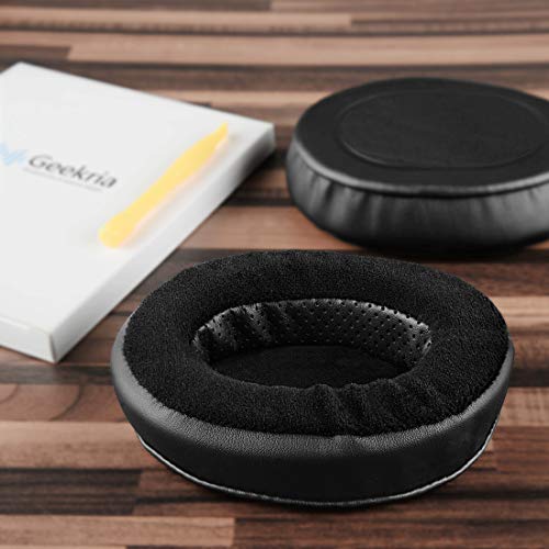 Geekria Comfort Hybrid Velour Replacement Ear Pads for Audio-Technica ATH-M50X M50xBT2 M60X M50S M50cwh M45 M30X M20X Headphones Earpads, Headset Ear Cushion Repair Parts (Black)