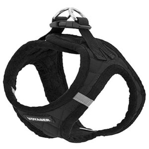 Voyager Step-In Plush Dog Harness – Soft Plush, Step In Vest Harness for Small and Medium Dogs by Best Pet Supplies - Black Plush, S (Chest: 14.5 - 16")