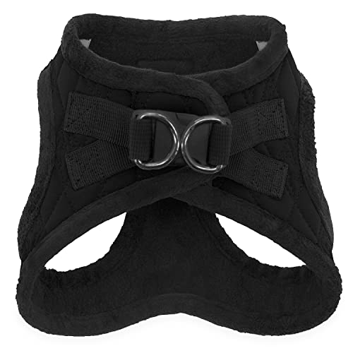 Voyager Step-In Plush Dog Harness – Soft Plush, Step In Vest Harness for Small and Medium Dogs by Best Pet Supplies - Black Plush, S (Chest: 14.5 - 16")