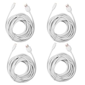 smays 4-pack 25ft security camera micro usb extension cable compatible for wyze cam pan, blink mini, yi home camera, white