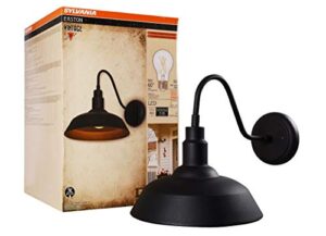 sylvania easton sconce vintage light fixture, flush mount, 60w a19 filament led bulb included, dimmable, black finish (60062)