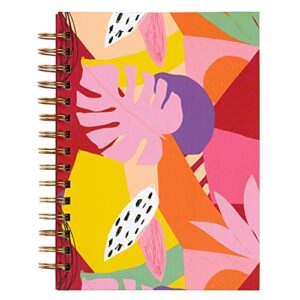 c.r. gibson multicolor tropical flowers spiral notebook for women, 6" x 8.25", 192 pages
