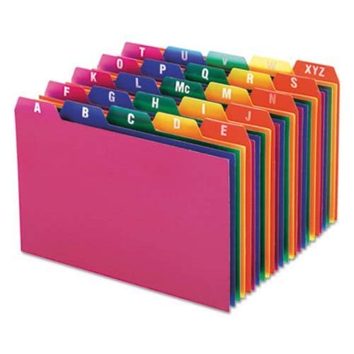 1InTheOffice Index Card Box 4x6, Index Card Storage Box 4 x 6 inches Index Card Holder 4x6 400 Capacity & Index Card Guide Set, A-Z, 1/5 Tab
