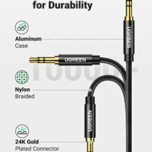 UGREEN Headphone Extension Cable Nylon Braided Male to Female 3.5mm Extension Cable Lossless Multi Shielded Aux Jack Extender Gold Plated Cord Compatible with iPhone iPad Tablets Media Players, 3FT