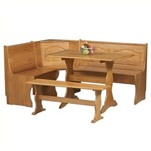 riverbay furniture patio conversation indoor 3 piece breakfast corner set table booth bench dining nook set in natural