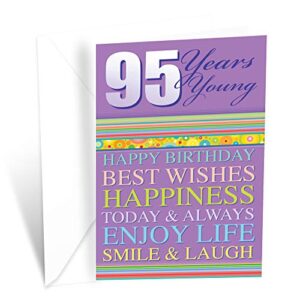 happy 95th birthday greeting card | made in america | eco-friendly | thick card stock with premium envelope 5in x 7.75in | packaged in protective mailer | prime greetings