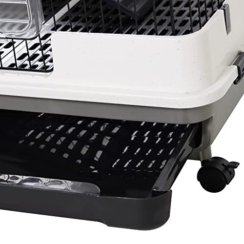 PawHut 43" H Small Animal Cage, 4-Level Bunny Cage with Rolling Stand, Chinchilla Cage with Doors, Slide-Out Tray, Black