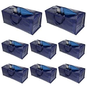 veno 8 pack heavy duty extra large moving bags w/backpack straps strong handles & zippers, storage totes for space saving, fold flat, alternative to moving box (blue, 8 pack)
