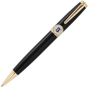 bijoux bobbi [premium quality pen with individualized letter embellishment - letter s - black/gold
