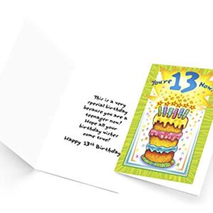 Happy 13th Birthday Card | Made in America | Eco-Friendly | Thick Card Stock with Premium Envelope 5in x 7.75in | Packaged in Protective Mailer | Prime Greetings