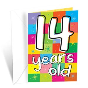 happy 14th birthday card | made in america | eco-friendly | thick card stock with premium envelope 5in x 7.75in | packaged in protective mailer | prime greetings