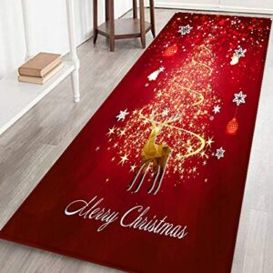 bullpiano christmas reindeer, xmas tree,stocks floor runner area rugs non-slip floor mat doormats living room bedroom