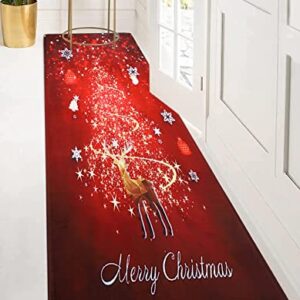 Bullpiano Christmas Reindeer, Xmas Tree,Stocks Floor Runner Area Rugs Non-Slip Floor Mat Doormats Living Room Bedroom