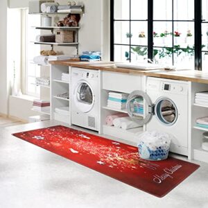 Bullpiano Christmas Reindeer, Xmas Tree,Stocks Floor Runner Area Rugs Non-Slip Floor Mat Doormats Living Room Bedroom