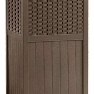 Suncast GHW1732 15.75" x 16" x 31.6" Trashcan Hideaway Outdoor Commercial 33 Gallon 31.6" Resin Garbage Waste Bin with Lid in Brown for Garage, 2 Pack