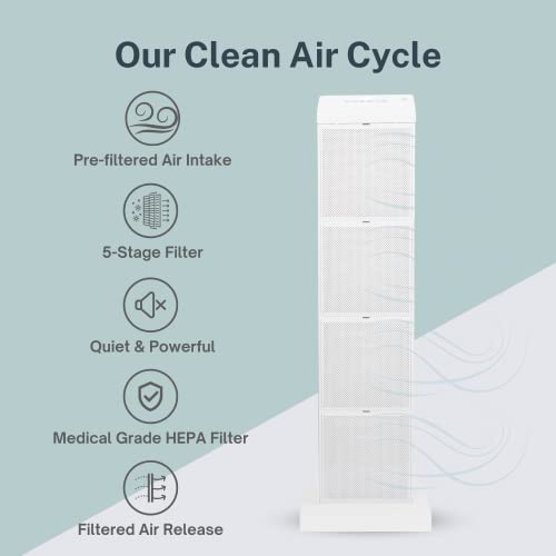 Air Oasis iAdapt H13 HEPA Filter Air Purifier | Reduces 99% of Viruses, Mold, Dust, Smoke, Pollen & Odors | Whisper Quiet Operation For Large Size Rooms | 850 Sq Ft of Clean Air | Lifetime Warranty
