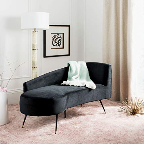 Safavieh Home Evangeline Glam Black Velvet Parisian Settee Loveseat