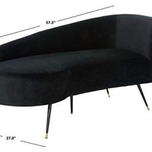 Safavieh Home Evangeline Glam Black Velvet Parisian Settee Loveseat