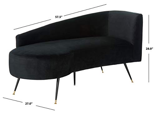 Safavieh Home Evangeline Glam Black Velvet Parisian Settee Loveseat