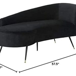 Safavieh Home Evangeline Glam Black Velvet Parisian Settee Loveseat