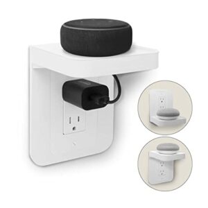 allicaver outlet shelf, wall holder for kitchen organization,a space saving solution for google, homepod mini, speakers, phones, electric toothbrush (white-decora)