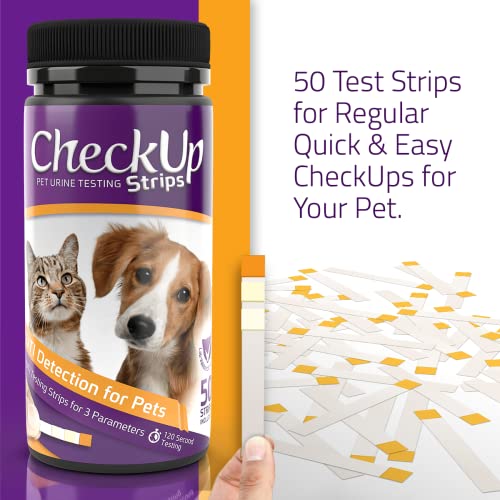 CheckUp UTI Urine Testing Strips for Cats and Dogs - Detection of pH, Nitrite and Leukocytes x 50