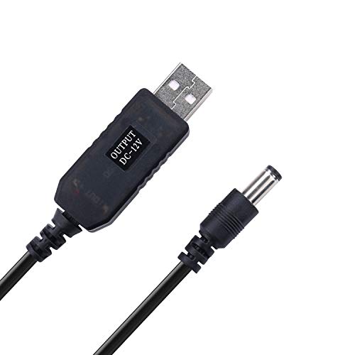 iGreely DC 5V to DC 12V USB Voltage Step Up Converter Cable Power Supply USB Cable with DC Jack 5.5 x 2.5mm or 5.5 x 2.1mm, USB 5V to DC 12V Cable 3ft