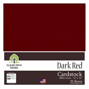 dark red cardstock - 12 x 12 inch - 80lb cover - 25 sheets - clear path paper