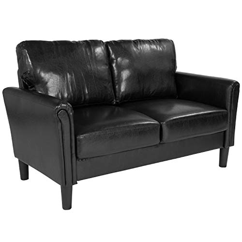 Flash Furniture Bari Upholstered Loveseat in Black LeatherSoft