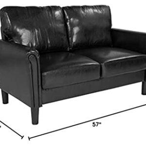 Flash Furniture Bari Upholstered Loveseat in Black LeatherSoft