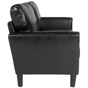 Flash Furniture Bari Upholstered Loveseat in Black LeatherSoft