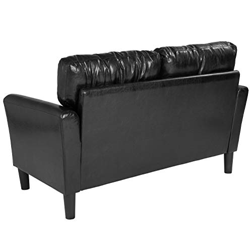 Flash Furniture Bari Upholstered Loveseat in Black LeatherSoft