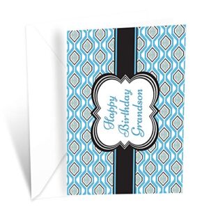 happy birthday greeting card for grandson | made in america | eco-friendly | thick card stock with premium envelope 5in x 7.75in | packaged in protective mailer | prime greetings