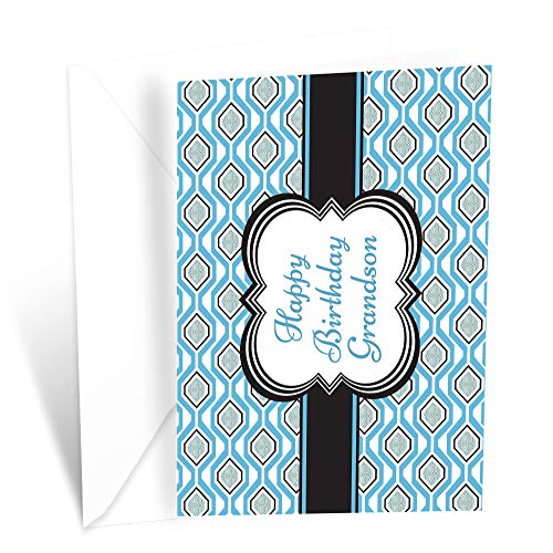 Happy Birthday Greeting Card For Grandson | Made in America | Eco-Friendly | Thick Card Stock with Premium Envelope 5in x 7.75in | Packaged in Protective Mailer | Prime Greetings