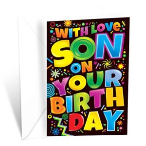 happy birthday card for son. with love. you're truly someone very special | made in america | eco-friendly | thick card stock with premium envelope 5in x 7.75in | packaged in protective mailer | prime greetings