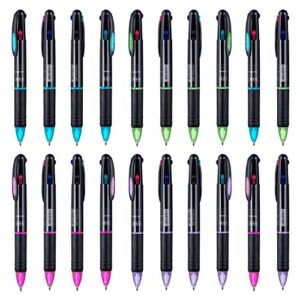 favide 20 pack 0.7mm 4-in-1 multicolor ballpoint pen，4-color retractable ballpoint pens for office school supplies students children gift