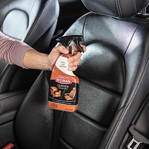 Weiman Leather Cleaner & Conditioner Care Kit | Restores Leather Surfaces | Ultra Violet Protectants Help Prevent Cracking or Fading of Leather Furniture, Car Seats, Shoes