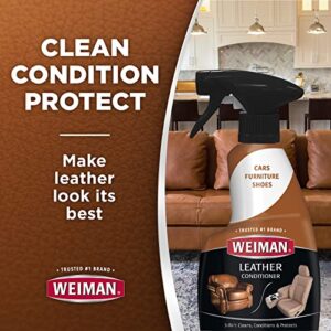 Weiman Leather Cleaner & Conditioner Care Kit | Restores Leather Surfaces | Ultra Violet Protectants Help Prevent Cracking or Fading of Leather Furniture, Car Seats, Shoes