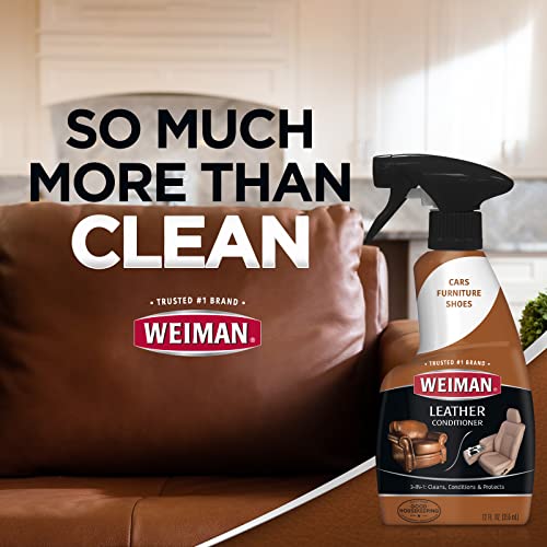 Weiman Leather Cleaner & Conditioner Care Kit | Restores Leather Surfaces | Ultra Violet Protectants Help Prevent Cracking or Fading of Leather Furniture, Car Seats, Shoes