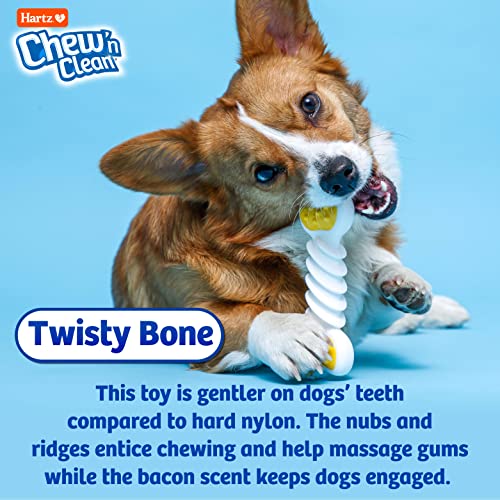 Hartz Chew ‘n Clean Twisty Bone Dog Chew Toy, Bacon Scented for Moderate Chewers, Extra Small