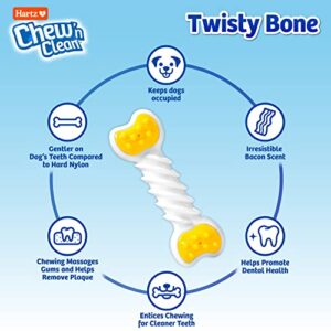 Hartz Chew ‘n Clean Twisty Bone Dog Chew Toy, Bacon Scented for Moderate Chewers, Extra Small