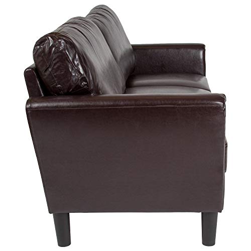 Flash Furniture Bari Upholstered Sofa in Brown LeatherSoft