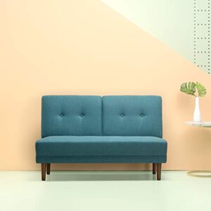 Zinus Juan Mid-Century 51 Inch Armless Sofa Couch / Loveseat, Turquoise