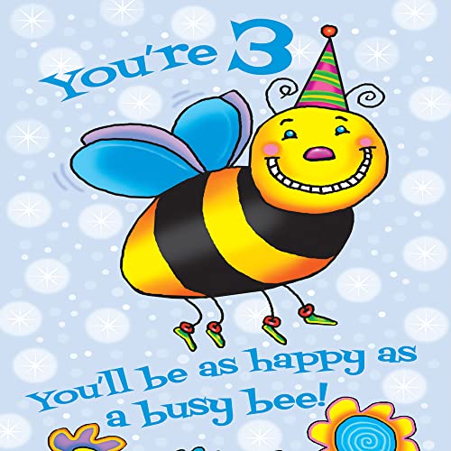 Happy 3rd(Third) Birthday Greeting Card For Boy or Girl | Made in America | Eco-Friendly | Thick Card Stock with Premium Envelope 5in x 7.75in | Packaged in Protective Mailer | Prime Greetings