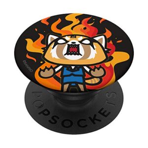 aggretsuko flaming rage popsockets popgrip: swappable grip for phones & tablets
