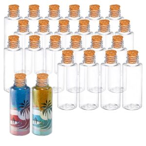 srenta plastic sand art bottles with cork stoppers arts and crafts mini jars, 2 oz and pack of 24