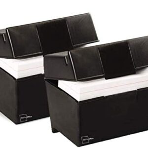 1InTheOffice Index Card Box 5x8 Index Card Holder, 400 Card Capacity Black (2 Pack)