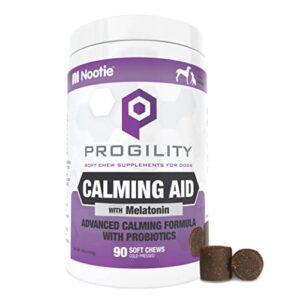 nootie progility daily calming aid chews for dogs - aids dog anxiety, separation anxiety & stress relief with melatonin - dog relaxant for all size dogs - 90 ct. - sold in over 4,000 pet stores
