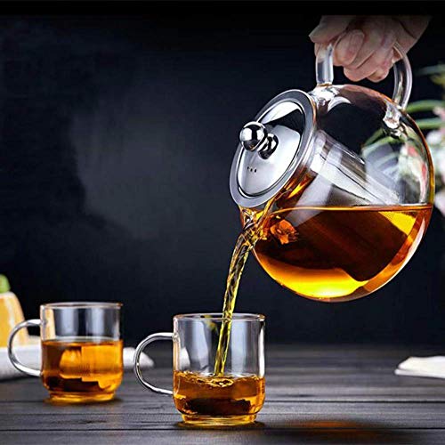 Small Teapot, Teapot with Infuser, Glass Tea Kettle Stovetop Safe, Blooming and Loose Leaf Tea Maker Set Gift for Women, 650ml/22oz