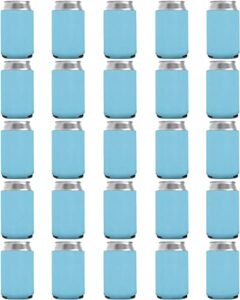 25 pack placid blue blank can cooler sleeves, customizable bulk sublimation can coolers, extra-thick collapsible drink insulator sleeve, beer can coolers for party beverages, partyprints